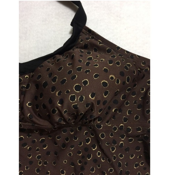 Merona Plus Size 20W Tankini Top Brown Black Polka - Picture 4 of 8